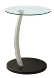 L&S Basics 10460 Accent Table - Black / Silver Bentwood W/ Tempered Glass