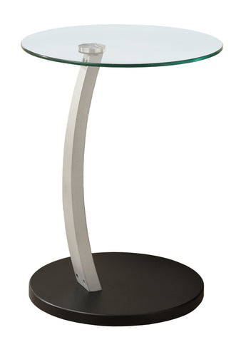L&S Basics 10460 Accent Table - Black / Silver Bentwood W/ Tempered Glass