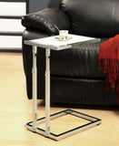 L&S Basics 10461 Accent Table - Chrome Metal Adjustable Height / Tempered
