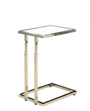 L&S Basics 10461 Accent Table - Chrome Metal Adjustable Height / Tempered