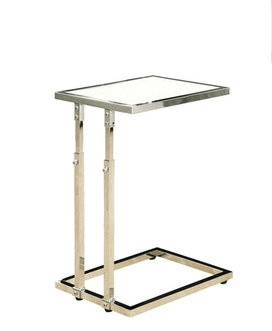 L&S Basics 10461 Accent Table - Chrome Metal Adjustable Height / Tempered
