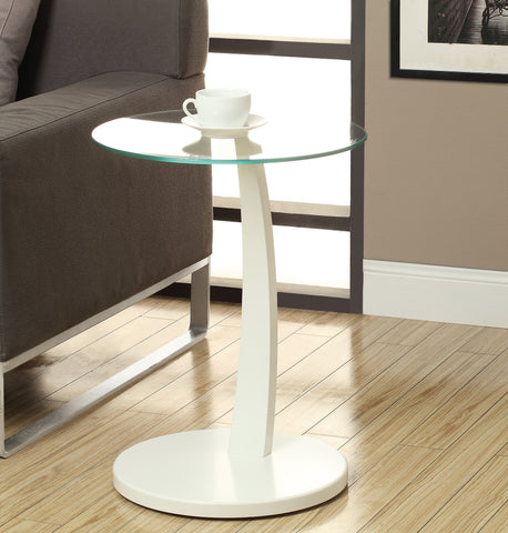 L&S Basics 10464 Accent Table - White Bentwood With Tempered Glass