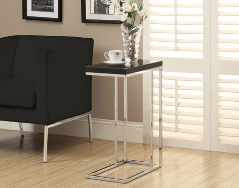 L&S Basics 10465 Accent Table - Glossy Black With Chrome Metal