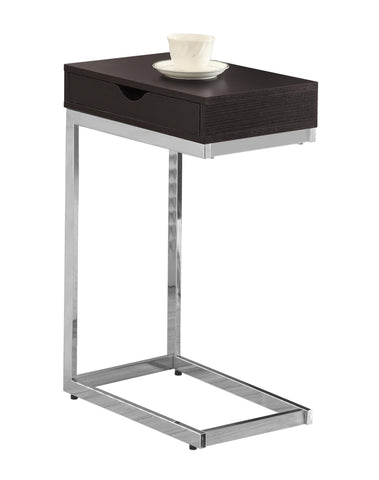 L&S Basics 10466 Accent Table - Cappuccino / Chrome Metal With A Drawer
