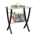 L&S Basics 10467 Accent Table - Cappuccino Bentwood With Tempered Glass