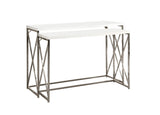 L&S Basics 10469 Console Table - 2Pcs / Glossy White With Chrome Metal