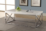 L&S Basics 10470 Coffee Table - Glossy White With Chrome Metal