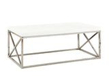 L&S Basics 10470 Coffee Table - Glossy White With Chrome Metal