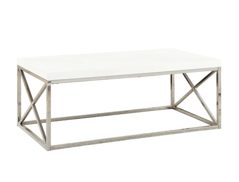 L&S Basics 10470 Coffee Table - Glossy White With Chrome Metal