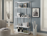 L&S Basics 10471 Bookcase - 72"H / Glossy White With Chrome Metal