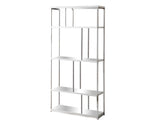 L&S Basics 10471 Bookcase - 72"H / Glossy White With Chrome Metal