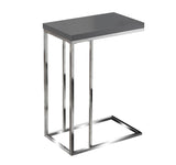 L&S Basics 10472 Accent Table - Glossy Grey With Chrome Metal