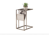L&S Basics 10475 Accent Table - White / Chrome Metal With A Magazine Rack