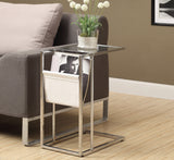 L&S Basics 10475 Accent Table - White / Chrome Metal With A Magazine Rack