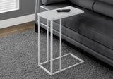 L&S Basics 10477 Accent Table - White Metal With Frosted Tempered Glass