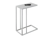 L&S Basics 10477 Accent Table - White Metal With Frosted Tempered Glass