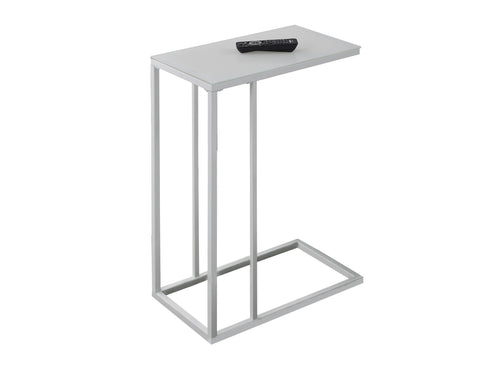 L&S Basics 10477 Accent Table - White Metal With Frosted Tempered Glass