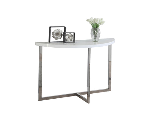 L&S Basics 10480 Console Table - 48"L / Glossy White / Chrome Metal