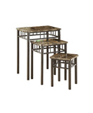 L&S Basics 10481 Nesting Table - 3Pcs Set / Cappuccino Marble / Metal