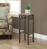 L&S Basics 10484 Accent Table - Cappuccino Marble / Bronze Metal