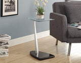 L&S Basics 10486 Accent Table - Glossy Black / Silver With Tempered Glass