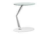 L&S Basics 10487 Accent Table - Glossy White / Chrome With Tempered Glass