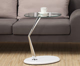 L&S Basics 10487 Accent Table - Glossy White / Chrome With Tempered Glass