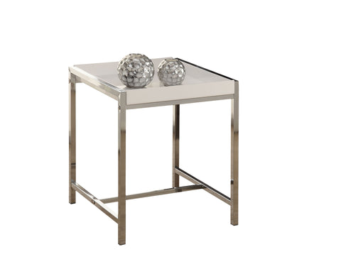 L&S Basics 10488 Accent Table - White Acrylic With Chrome Metal
