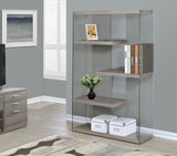 L&S Basics 10490 Bookcase - 60"H / Dark Taupe With Tempered Glass