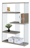L&S Basics 10490 Bookcase - 60"H / Dark Taupe With Tempered Glass