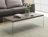 L&S Basics 10492 Coffee Table - Dark Taupe With Tempered Glass