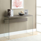 L&S Basics 10493 Console Table - Dark Taupe With Tempered Glass