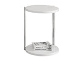 L&S Basics 10494 Accent Table - Glossy White / Chrome Metal
