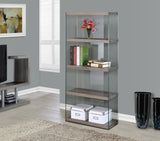 L&S Basics 10497 Bookcase - 60"H / Dark Taupe With Tempered Glass