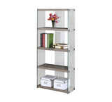 L&S Basics 10497 Bookcase - 60"H / Dark Taupe With Tempered Glass