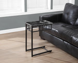 L&S Basics 10499 Accent Table - Grey Marble / Charcoal Metal