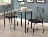 L&S Basics 10500 Dining Set - 3Pcs Set / Grey Marble / Charcoal Metal