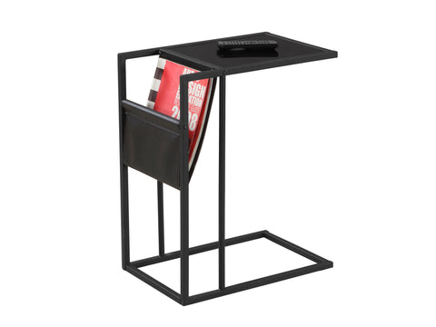 L&S Basics 10502 Accent Table - Black / Black Metal With A Magazine Rack