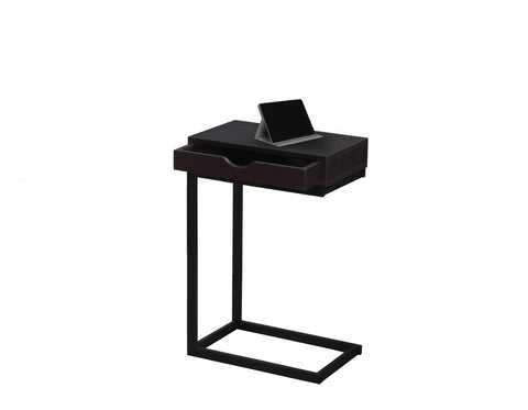 L&S Basics 10503 Accent Table - Cappuccino / Black Metal With A Drawer