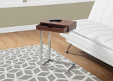 L&S Basics 10504 Accent Table - Walnut / Chrome Metal With A Drawer