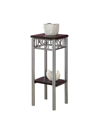 L&S Basics 10507 Accent Table - Cappuccino / Silver Metal