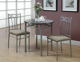 L&S Basics 10508 Dining Set - 3Pcs Set / Cappuccino / Silver Metal