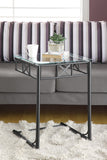 L&S Basics 10509 Accent Table - Black Metal With Tempered Glass