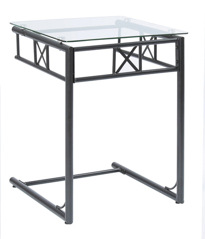L&S Basics 10509 Accent Table - Black Metal With Tempered Glass