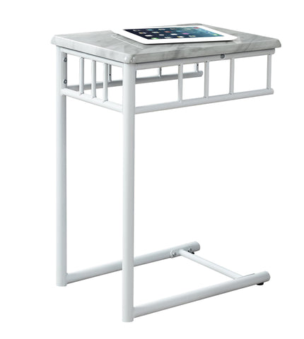 L&S Basics 10514 Accent Table - White Marble / White Metal