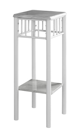 L&S Basics 10515 Accent Table - White Marble / White Metal