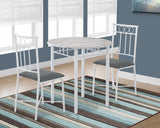 L&S Basics 10516 Dining Set - 3Pcs Set / White Marble / White Metal