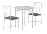 L&S Basics 10516 Dining Set - 3Pcs Set / White Marble / White Metal