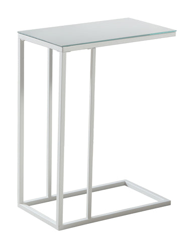 L&S Basics 10517 Accent Table - White Metal With A Mirror Top