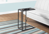 L&S Basics 10518 Accent Table - Black Metal / Black Tempered Glass